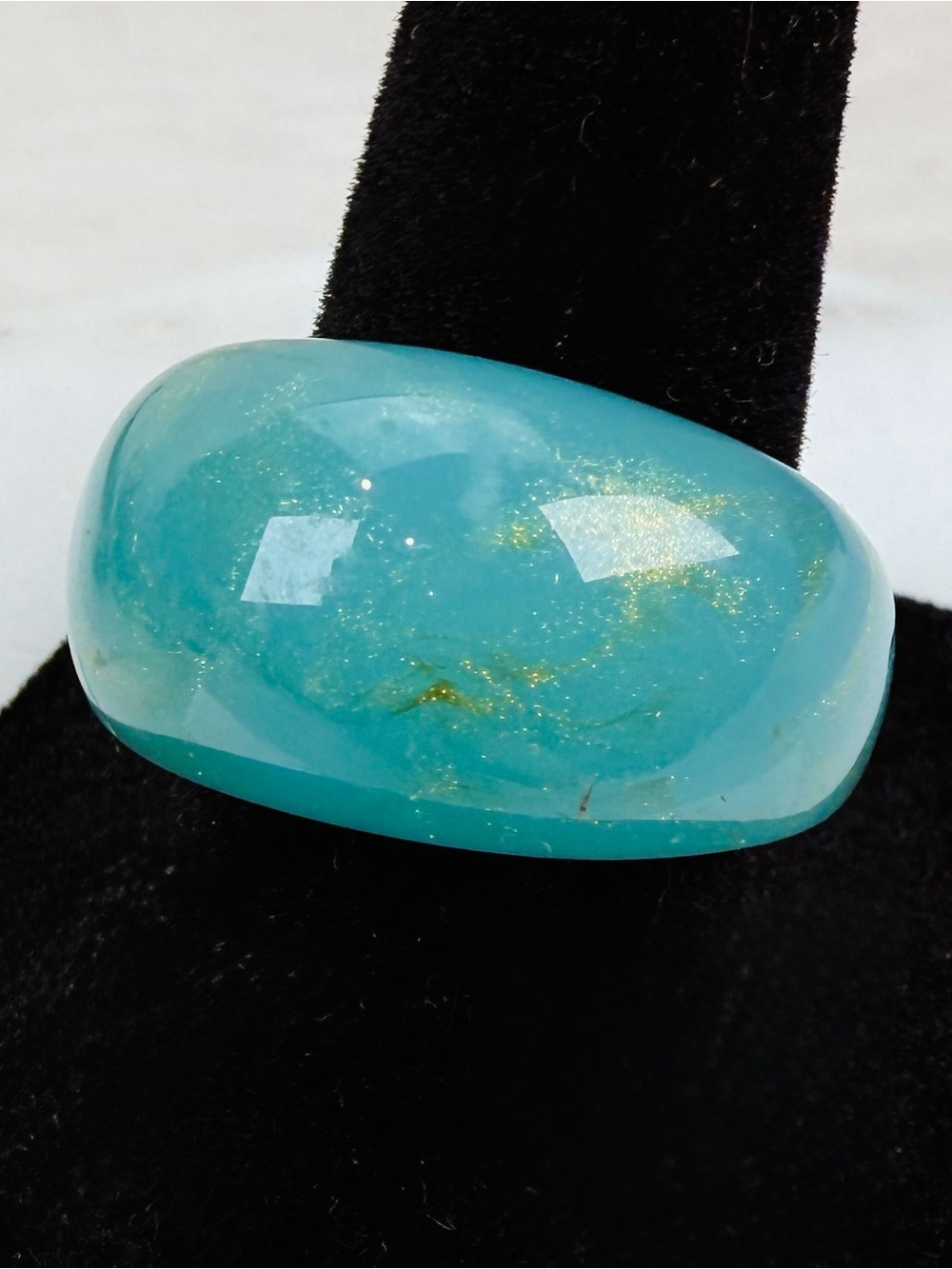 Turquoise Blue Resin Dome Statement Ring sz 7 1/2